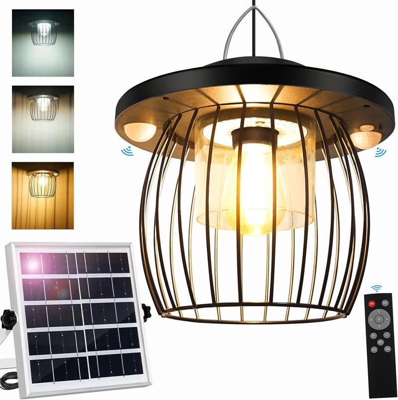 AEQ Solar Shed Light Indoor Outdoor, Solar Gazebo Lights Work in Daytime with Dual Motion Sensor/5 Modes/Remote Control, Waterproof Garage Lights with for Porch Shed Garage Barn - Image 1